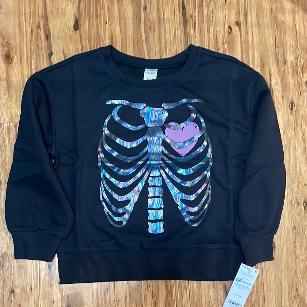 Carters Black Skeleton Ribcage Sweatshirt